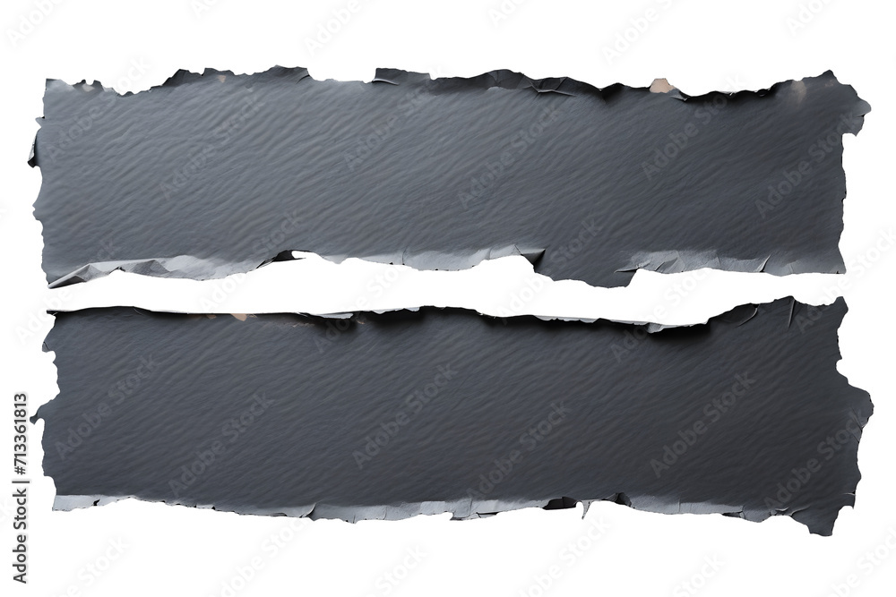 Poster three pieces of torn long black paper for using as text box background