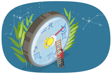 3D Isometric Flat  Conceptual Illustration of Horoscope, Astrological Zodiac Signs