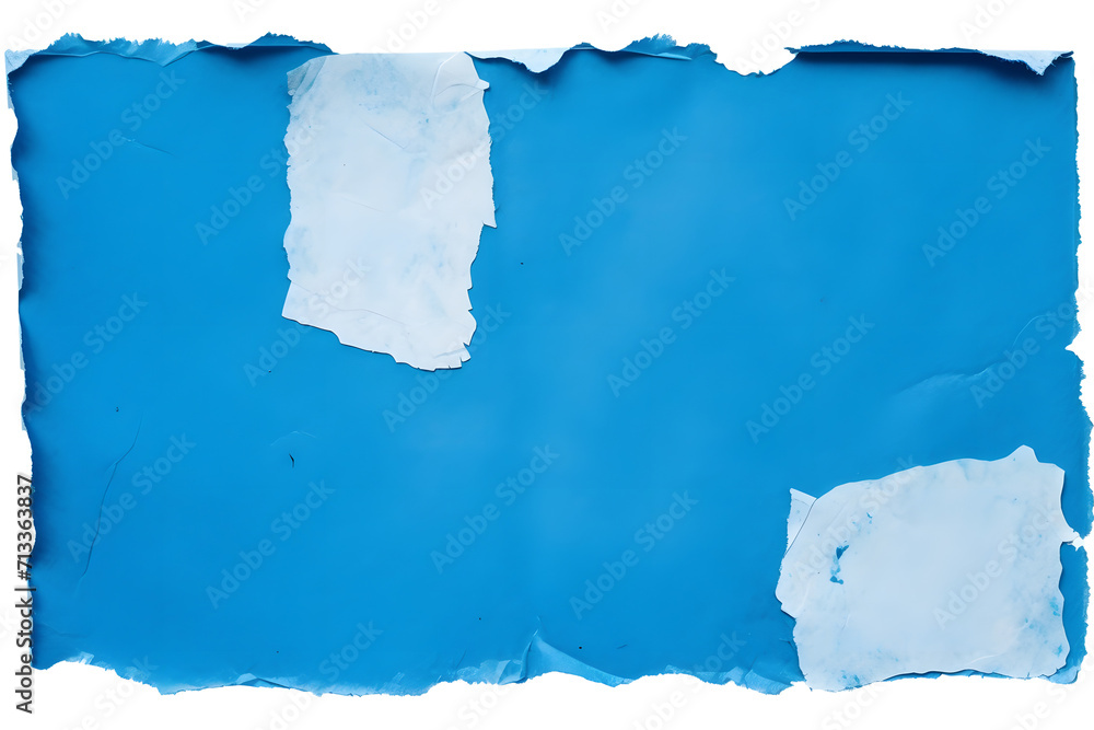 Poster torn blue paper for using as text box