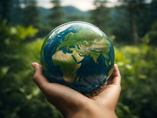 World environment and earth day concept with globe, nature and eco friendly environment design.