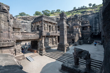 views of ellora caves in aurangabad, india