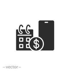 rate phone account icon, mobile plan, tariff plans connection, flat symbol on white background - vector illustration