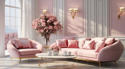 The pink living room UHD wallpaper