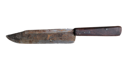 Old rusty knife isolated on white background