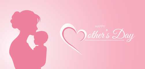 happy mother's day woman with kid vector poster