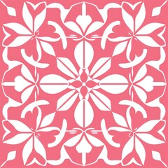Pink aperiodic geometric seamless patterns for hydraulic tile 