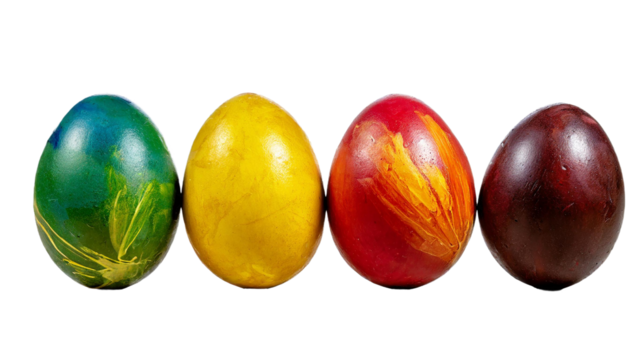 Easter eggs isolated on transparent background.