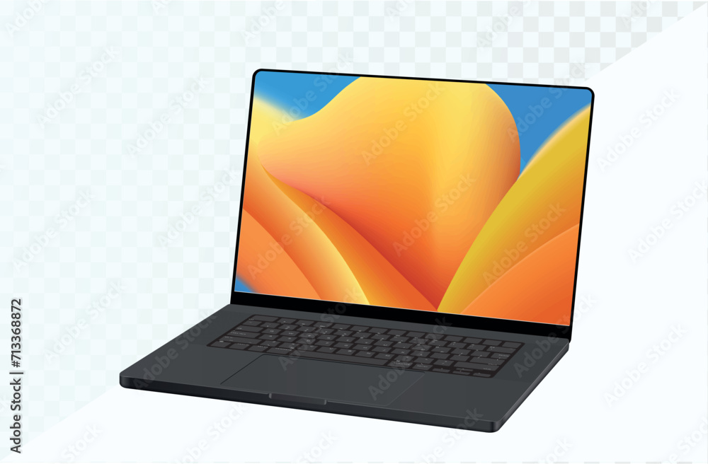Poster realistic vector perspective view of laptop. laptop mockups with blank screens isolated on white bac