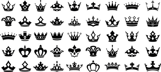 Crown icons set. Crown symbol collection. Vector illustration