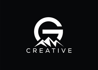 Minimal Letter G mountain logo design vector template. Initial Letter G hill vector logo