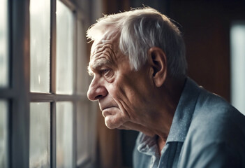 Riflessioni Solitarie- Anziano aspetta i parenti Vicino alla Finestra di una RSA