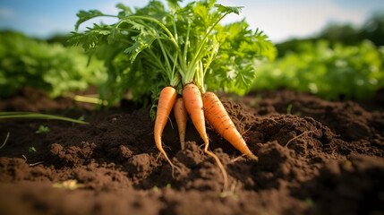 Une botte de carottes dans un champ. - obrazy, fototapety, plakaty