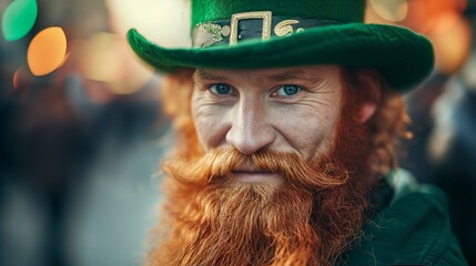 Man dressed up like Leprechaun celebrating Saint Patrick's day - obrazy, fototapety, plakaty