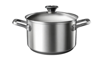 stainless steel cooking pot isolated on transparent background.