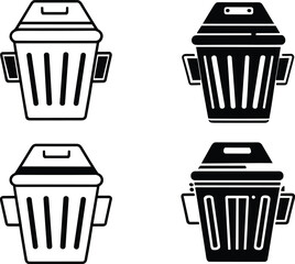 trash can icons set, element for design