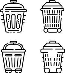 trash can icons set, element for design