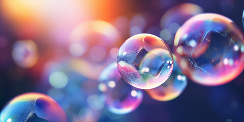 Bright beautiful purple-pink background with soap bubbles - obrazy, fototapety, plakaty