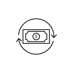 Cashback line icon. Money transfer vector outline sign.