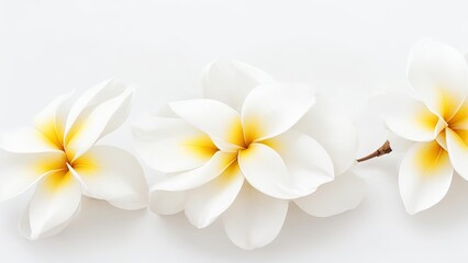 Naklejka premium Beautiful Plumeria flowers on white surface