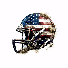 An Illustration of retro American football helmet on white background