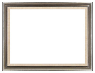 Old silver picture frame in PNG format on a transparent background.