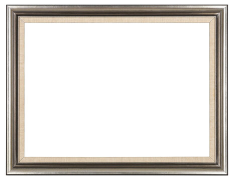 Old silver picture frame in PNG format on a transparent background.