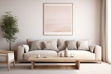 Minimalist living room wall with a framed artwork