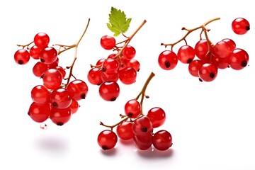 redcurrants flying isolated on white background