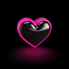 A 3D Instagram heart emoji with a black background, featuring a pink heart symbol. The emoji is hiper-realistic and hiper-detailed, making it visually captivating with generative ai