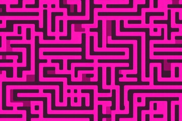 Random maze generator in the style of Jordn Grimmer, flat vector, magenta and gray 