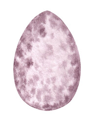 Isoalted watercolor easter egg with aquarelle texture with blots, spots and splashes in brown colors.Design element for party celebration