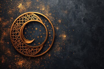 Modern Ramadan Greeting Card Geometric Patterns in Metal