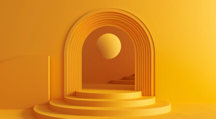 Fototapeta premium A futuristic archway background, framed by yellow walls.