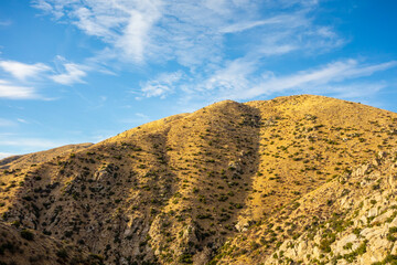 Views of the desert landscape hiking in the northern Mojave Desert area of the San Bernardino National Forest