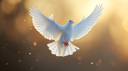 Aerial Tranquility: Elegant White Dove Captured in 16:9 Grace