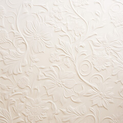 Elegant white floral bas-relief wall panel with three-dimensional flower design.