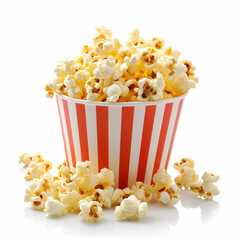 Cinematic Munch: Popcorn Pleasure in a Theatrical Cup on White