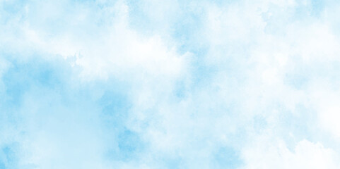 Brush painted aquarelle paint Light sky blue watercolor texture, ocean blue watercolor splash texture, Watercolor Shades The White Cloud and Blue Sky with small clouds.	