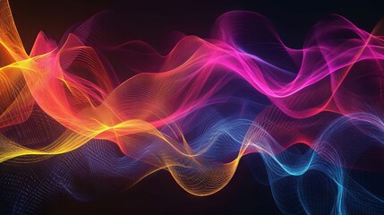 Abstract art based on sound waves with dynamic lines and vibrant colors background - obrazy, fototapety, plakaty