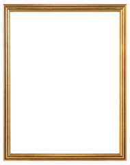 Narrow gold picture frame on a transparent background, in PNG format.