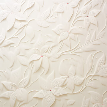 Elegant white floral bas-relief wall panel with three-dimensional flower design.