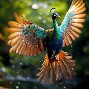 Very nice flying peacock images Generative AI