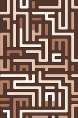 Random maze generator in the style of Jordn Grimmer, flat vector, brown and gray 