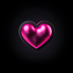 A 3D Instagram heart emoji with a black background, featuring a pink heart symbol. The emoji is hiper-realistic and hiper-detailed, making it visually captivating with generative ai