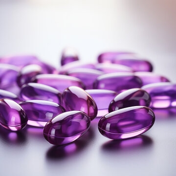 Soft gelatin capsules of purple color containing vitamins or oil