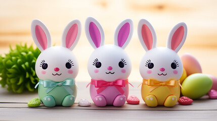 collection of easter bunny rabbit ,Generative Ai