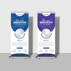 Modern creative corporate business roll up banner design signage retractable banner with multiple trendy colors design vector bundle template