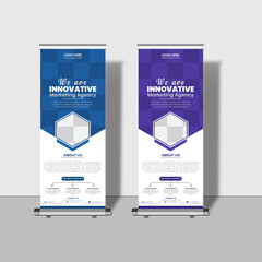 Modern creative corporate business roll up banner design signage retractable banner with multiple trendy colors design vector bundle template