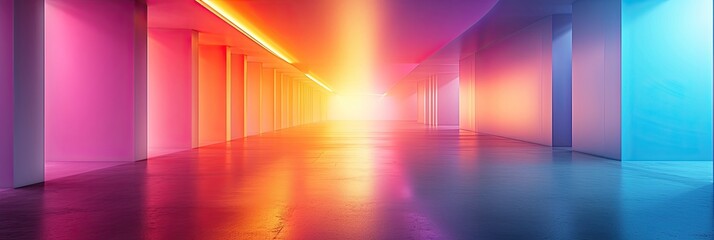 Abstract bright psychedelic and trippy background with tunnel or corridor, vibrant color textures, AI generated