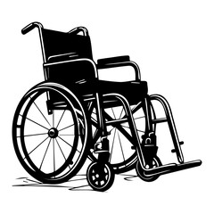 wheelchair black silhouette logo svg vector, wheelchair icon illustration. - obrazy, fototapety, plakaty